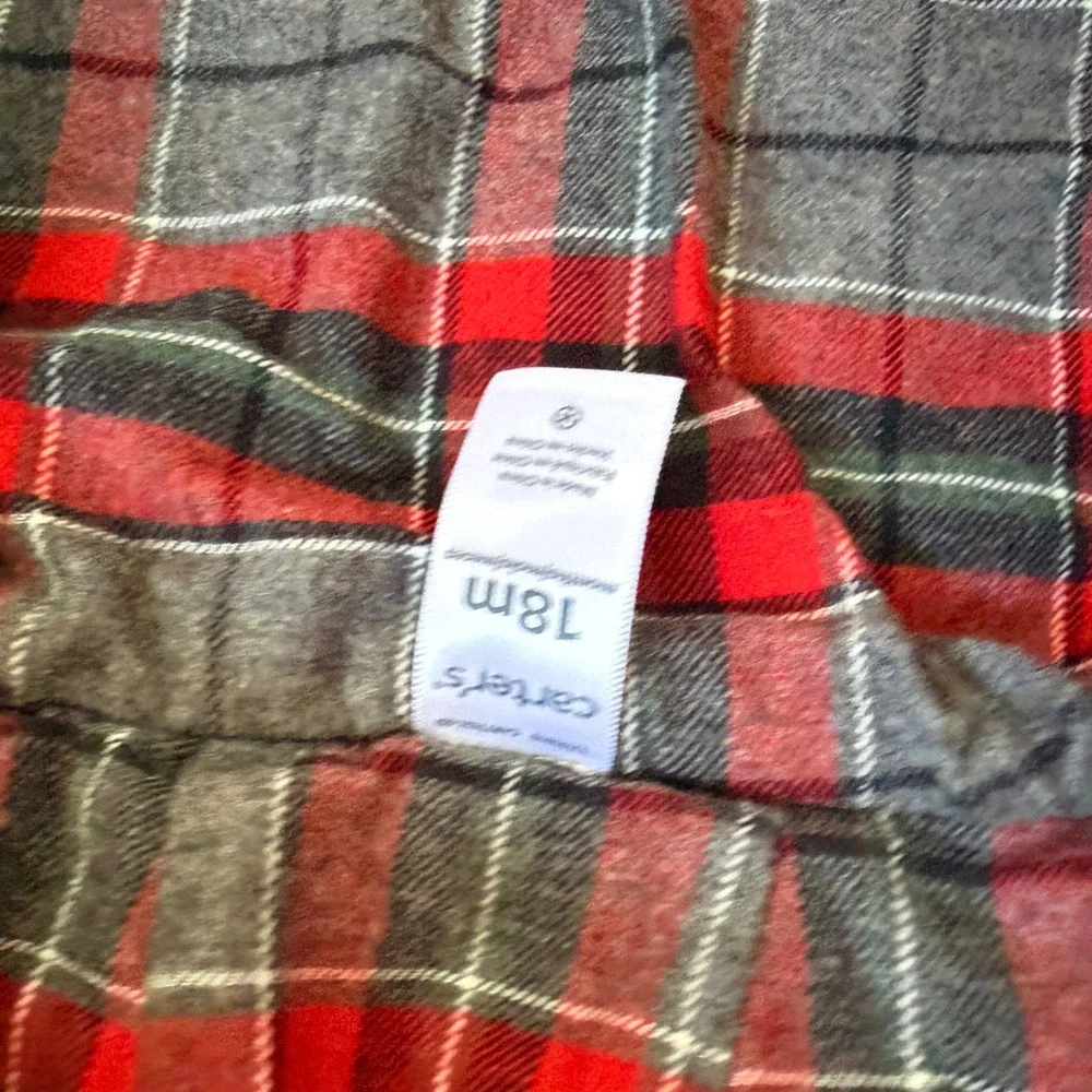 Carters Quilted Plaid‎ Lined Hooded Jacket Navy Red Baby 18 Months